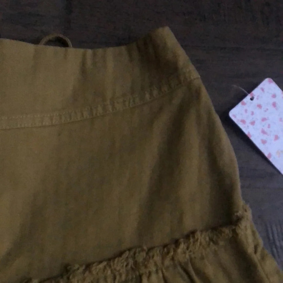 Free People Positano Lace up back mini skirt Sz 10 olive green New with Tags - Picture 4 of 10